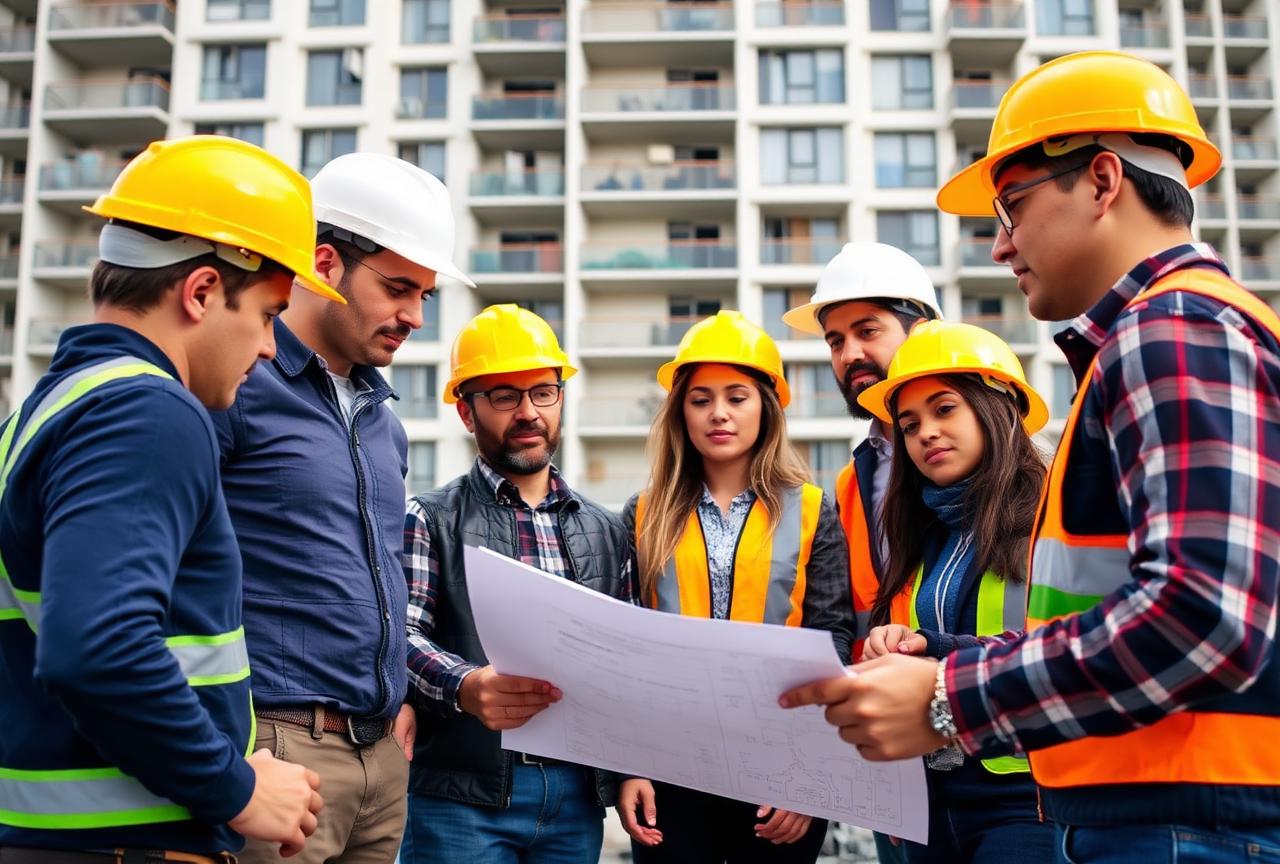 Venture Mechanical team reviewing plans on site